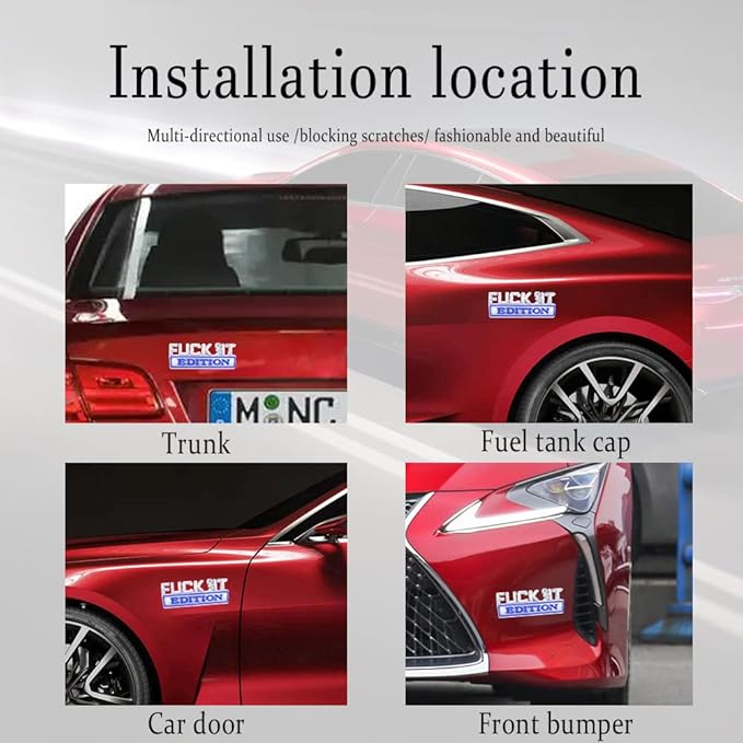 Fuck IT Edition Emblem, Car Exterior Emblems Badge 3D Sticker Decal, Fuck-IT Edition Emblem 3D Fender Badge Decal, 3D Fender Badge Decal Car Truck Replacement, Fit for All Cars (Sliver Blue)