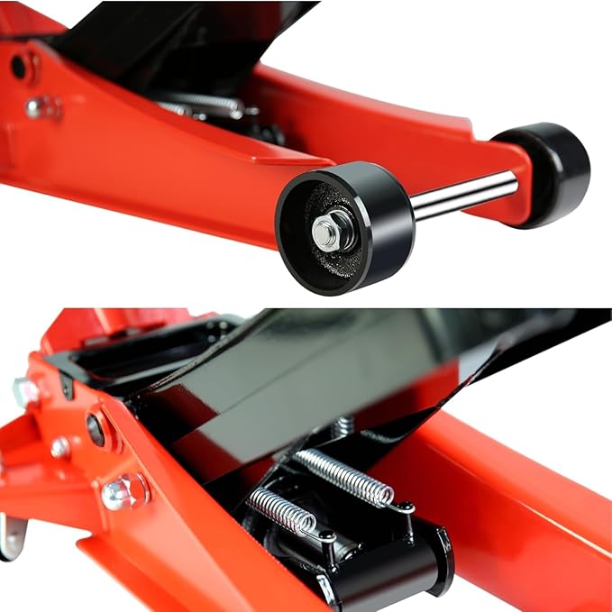 4 Ton Low Profile Floor Jack, Heavy Duty Floor Jack with Dual Pistons Quick Lift Pump, Steel Car Jacks Adjustable Height 4"-21", Hydraulic Trolley Floor Jacks 4 Ton/8000 LBS Capacity, Red