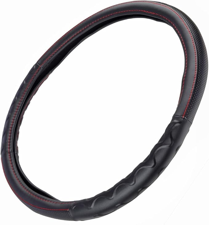 Motor Trend 18" Inch Steering Wheel Cover for Big Rigs Trucks Semis Truckers RVs 18-Wheelers Freight Carrier Tow Trucks Tankers Transporters, Insulated Soft Comfortable, Improve Grip Fatigue - Black