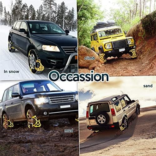 ZONETECH Tire Snow Chains - Premium Quality Strong Durable All Season Anti-Skid Car, SUV, and Pick Up Patterned Tire Chains for Emergencies and Road Trip (12-Pack)