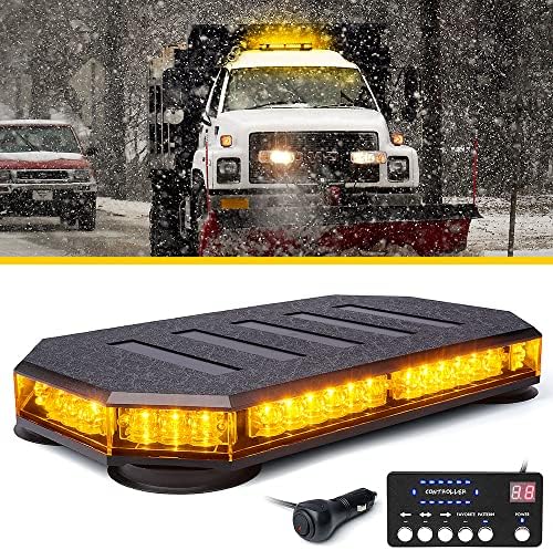 LUMENIX 42 LED Roof Top Strobe Beacon Light Bar Hazard Warning Emergency Flashing Plow Lights with Controller for Construction Vehicles Tow Trucks Postal Mail Cars Snowplow Amber (Patent Design)