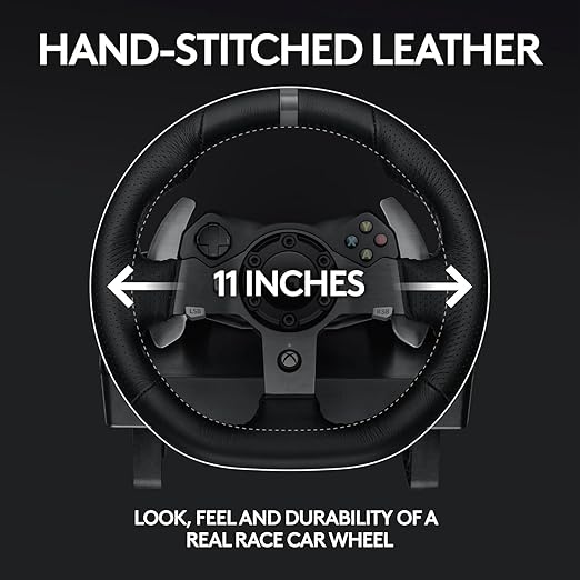Logitech G920 Driving Force Racing Wheel with Floor Pedals, Real Force Feedback, Leather Steering Wheel Cover for Xbox Series X/S, Xbox One, PC, Mac - Black