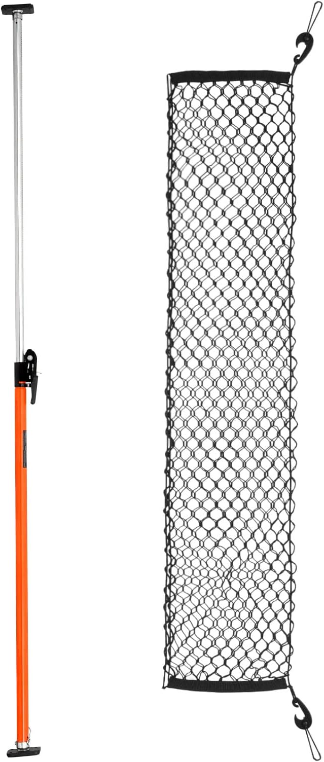 VEVOR Cargo Bar, Cargo Bar Adjustable from 40" to 73", Heavy-Duty Steel Cargos Stabilizer with Storage Net & Non-Slip Foot Pads, Telescoping Load Lock Bars Stop Sliding for SUVs, Sedans