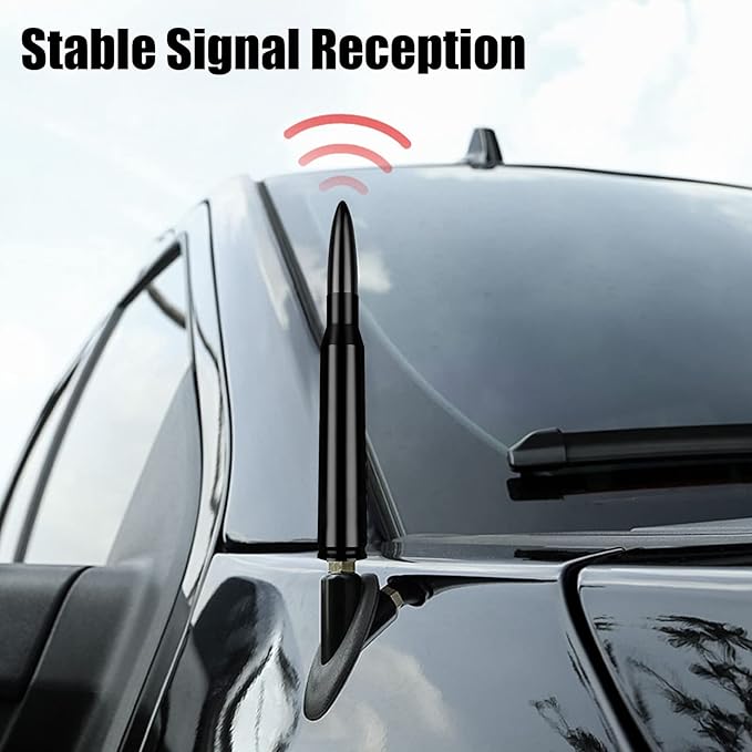 Ajxn 1 PC Car Truck Bullet Antenna, Auto Antenna Mast, Suitable for GM Chevy Silverado 1500 2500 3500 HD Avalanche GMC Sierra 1500 2500 3500 Denali Heavy Duty Pickup Trucks Accessories (Splice Black)