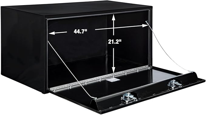 Buyers Products 1704310 Black Steel Underbody Truck Tool Box – 24 x 24 x 48 Inch - Truck Bed & Underbelly RV Storage Box, Locking T-Latch, Weather-Resistant, Heavy-Duty Flatbed Job Box, Made in USA