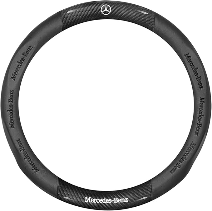 15inch Pattern Carbon Fiber for Mercedes Benz Steering Wheel Cover Segmented Steering Wheel Protector Fit Mercedes Benz A C E S Class Series GLK CLA GLA GLC GLE CLS SLK Accessories