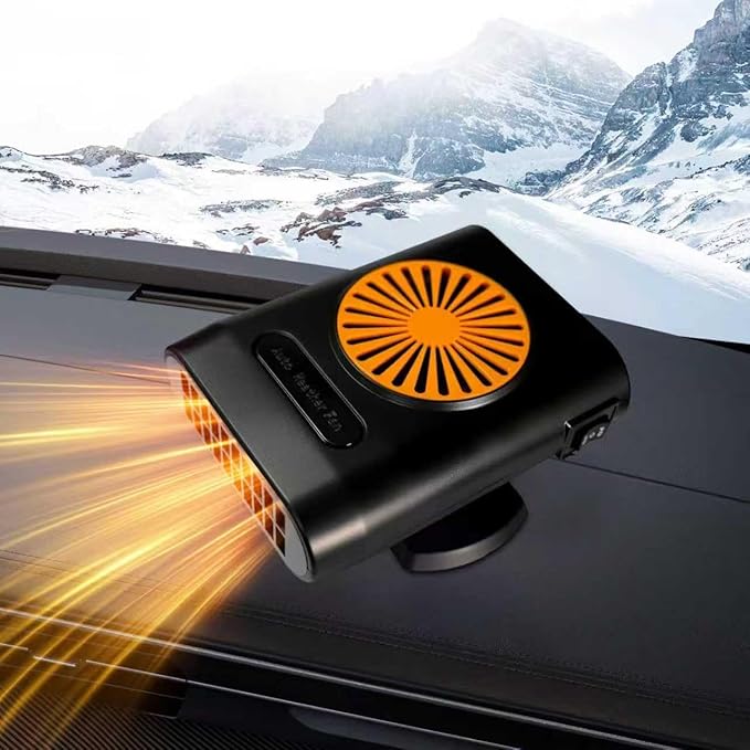 12V Car Heater,200W 2 in1 Automobile Windshield Heating Fan/Cooling Fan Car Defroster That Plugs Into Cigarette Lighter (Orange&Black)