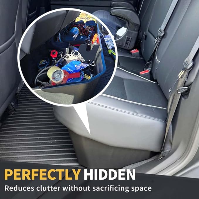 MAXDOM Underseat Storage Fit for 2024-2025 Tesla Cybertruck Rear Under Seat Organizer Box (Black, For Cybertruck)