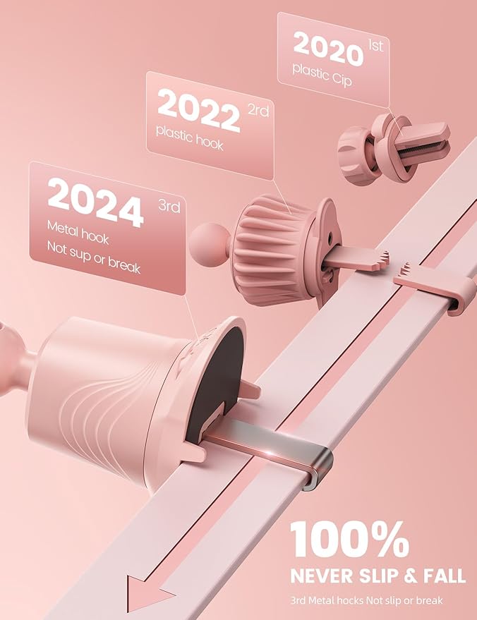 Lamicall 2026 Wider Clamp & Metal Hook Car Phone Holder Vent [Thick Cases Friendly] Phone Holders for Your Car Mount Automobile Hands Free Cradle Air Vent for iPhone 17 16 15 14 13 Pro Max Pink