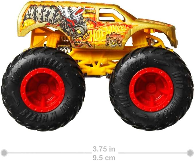 Hot Wheels Monster Trucks 4-Pack, Set of 4 1:64 Scale Toy Vehicles with Giant Wheels (Styles May Vary)