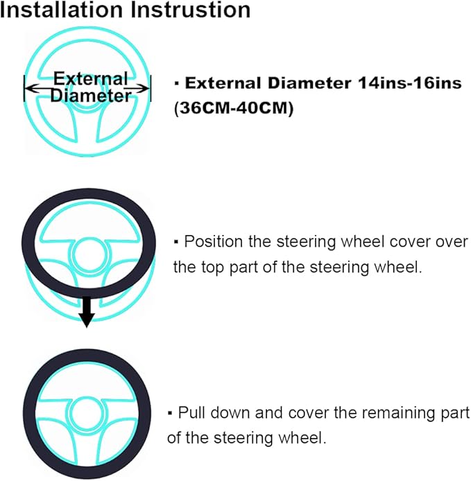 3Pcs Set Fashion Fluffy Fuzzy Wool Fur Soft Steering Wheel Cover with Handbrake Cover & Gear Shift Cover for Women Girls Car Decoration Long Wool Accessories 14 1/2-15 1/2 inchs (Steel)