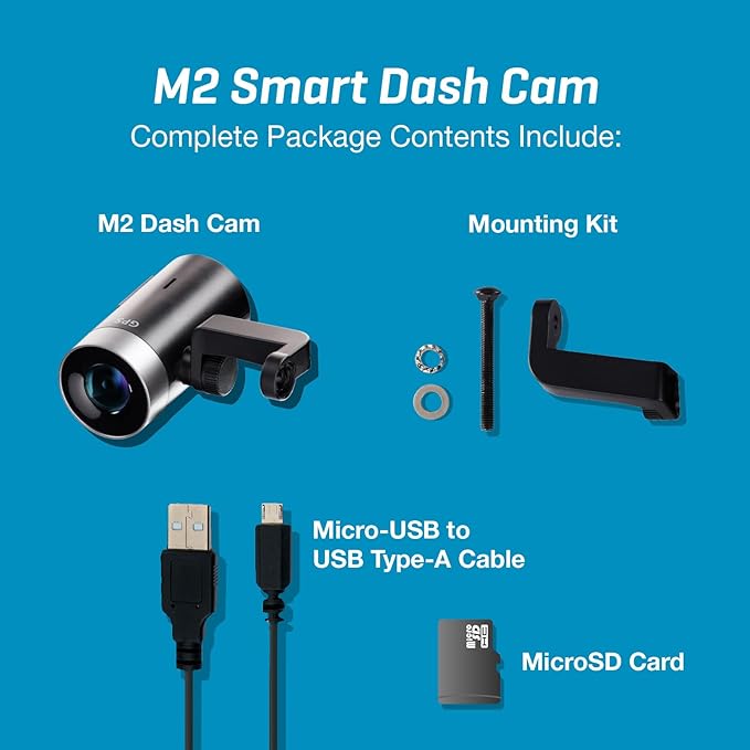 Escort M2 Smart Dash Cam – 1080P Full HD Video Dash Cam, Incident Reports, Parking Mode, Drive Smarter App, Wi-Fi & GPS, 16GB Micro SD Card, Compatible with MAX 360c, MAX 360