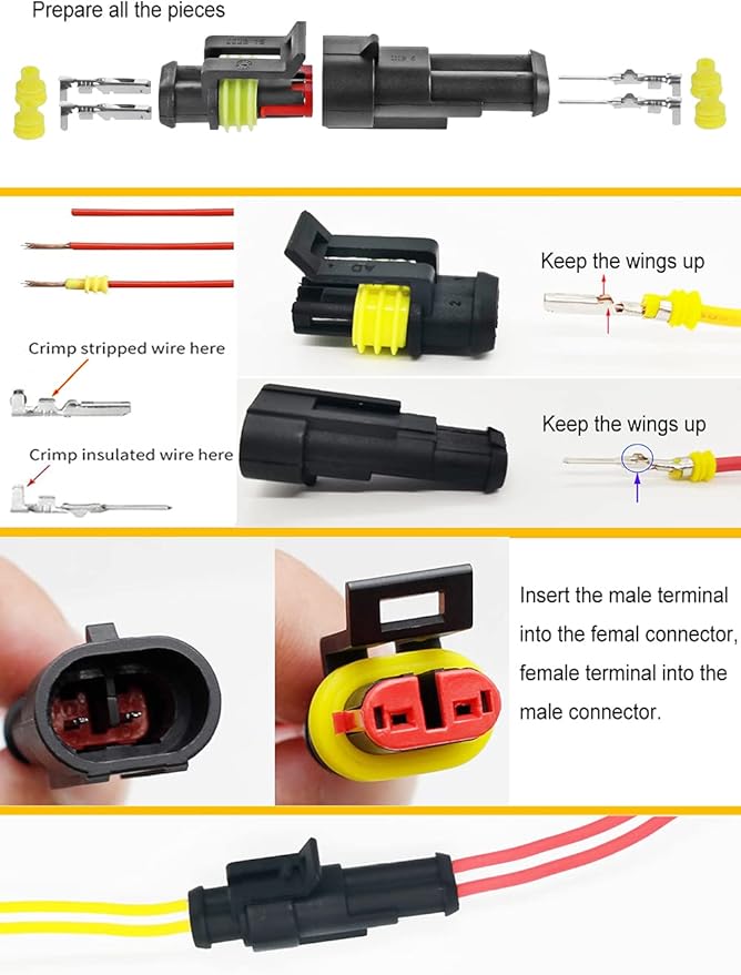 352Pcs Waterproof Electrical Connector Terminals Automotive Electrical Wire Connectors 1/2/3/4 Pin Connector with Ratchet Crimping Tool