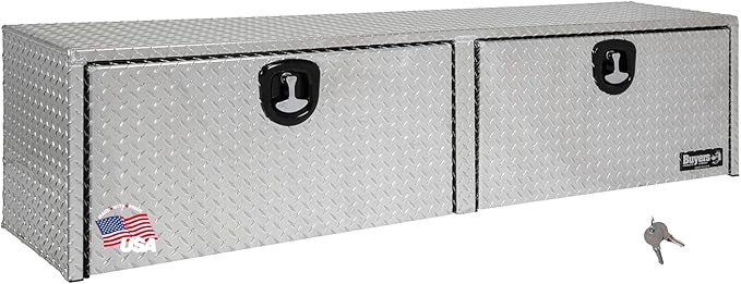 Buyers Product 1701563 Silver Aluminum Diamond Tread Topsider Truck Tool Box, 72x18x16 Inch, Made in USA, Professional Grade, Heavy Duty, Corrosion-Resistant, Dual Drop Doors, Compression Latch