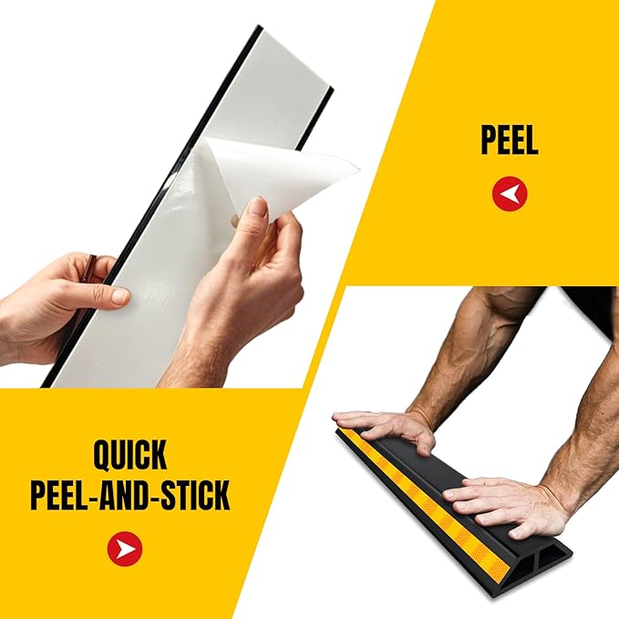 HOXWELL 2 Pcs 18'' Heavy Duty Parking Aid for Garage, with Yellow Safety Stripes, Parking Gadgets Protects Car and Garage Walls, Parking Stopper Easy to Install 2 Packs