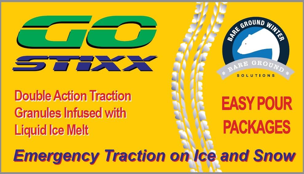 Bare Ground GoStixx Single Use Tube of Traction Granules with Ice Melt–Instant Tire Grip on Ice & Snow–Infused with Calcium Chloride–Portable,No-Mess Solution for Vehicles,Driveways & Steps-Pack of 4