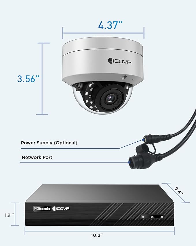 4COVR 8 Channel Security Camera System, 6X 5MP IK10 Vandal-Proof Wired Commercial Dome PoE IP Camera IP67, AI Human Vehicle Detection, 8CH 4K NVR 2TB HDD, 24/7 Home Surveillance Outdoor, LY54AX5M0806