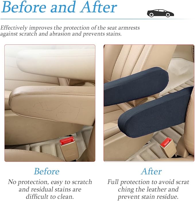 AUCELI 2 Pcs Car Front Seat Armrest Covers, Cloth Fabric Armrest Protectors, Direct Replacement Center Console Lid Armrest Cover Skin, Universal Accessories for Car, SUV, Truck and Van