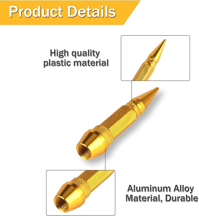 SINGARO 60mm Spiked Valve Caps,Aluminum Alloy Dustproof and Waterproof Tire Valve Stem Caps, Suitable for Cars, Trucks and Motorcycles (4PCS Gold)