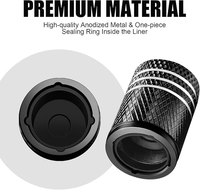 Tire Valve Stem Caps for Car Tire Cap 5 Pack Corrosion Resistant Leak-Proof Premium Alloy American Flag Universal for Car Bike Truck Motorcycle Black