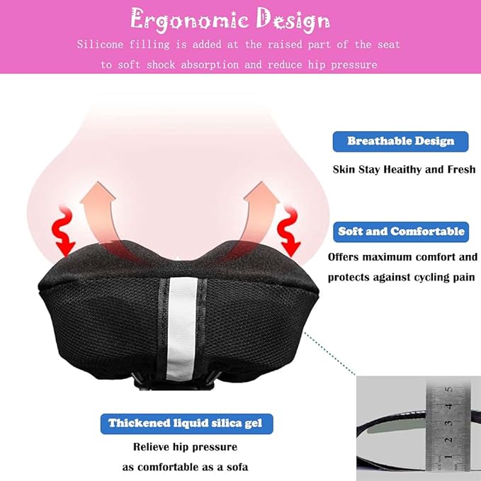 Kids Gel Bike Seat Cushion Cover for Boys & Girls, 9"x6" Breathable & Extra Soft Memory Foam Children Bicycle Saddle Pad with Water&Dust Resistant Cover