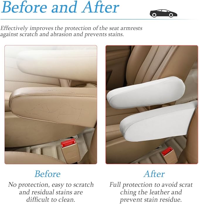 AUCELI 2 Pcs Car Front Seat Armrest Covers, Cloth Fabric Armrest Protectors, Direct Replacement Center Console Lid Armrest Cover Skin, Universal Accessories for Car, SUV, Truck and Van (White)