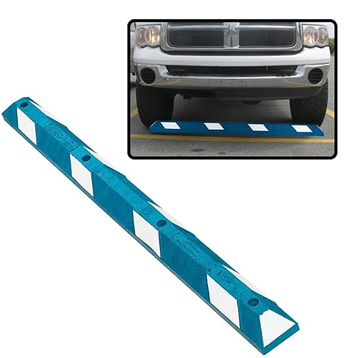 Checkers Park-It® 6 Foot Long 100% Recycled Rubber ADA Compliant Handicap Parking Stop, 6' x 6" x 4", Parking Lot Curb Wheel Stopper, Highly Visible Blue/White, GNRS1620WB