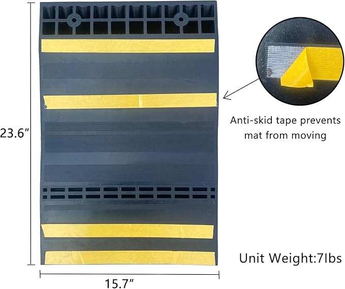 Car Parking Guide Mat, Durable Self Adhesive Anti-Skid Rubber Parking Mat, Wheel Stopper, 2 Pack FoldingTire Guides for Cars, Trucks, 23.6''x15.7''x2.8'' Black with Reflective Strips