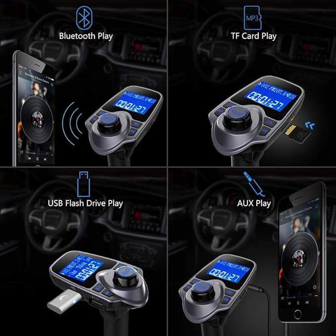 T11 Wireless Bluetooth FM Transmitter Handsfree Car Kit MP3 Player Wireless Bluetooth Adapter with Dual USB Port Car Kit