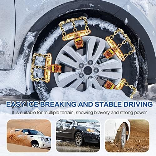 Emergency Snow Chains, Tire Chains with Thickened Manganese Steel for Car Truck SUV in Ice, Sand and Mud(8 Packs, Tire Width 195-235mm)