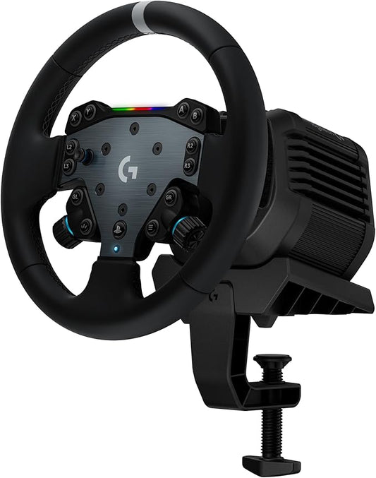 Logitech G RS50 System, 3-Piece Sim Racing Steering Wheel Setup - RS50 Wheel base with 8 Nm Direct Drive, RS Wheel Hub with 13 Buttons and RS Round Wheel 11–inch - For PS5/PS4/PC