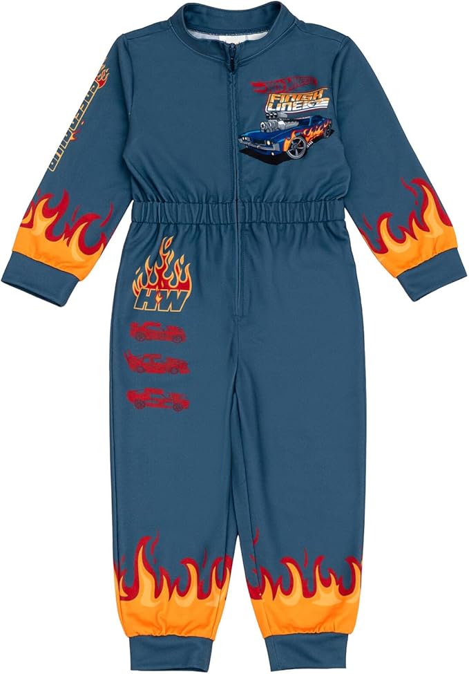 Hot Wheels French Terry Racing Zip Up Coverall Toddler to Big Kid Sizes (2T - 10-12)