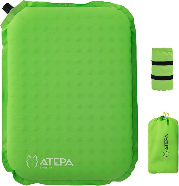 ATEPA Inflatable Seat Cushion, Compact Self-Inflating Seat Cushion for Stadium Airplane Air Travel Bleacher Camping, Blow Up Foam Seat Pad for Outdoor Sports Events Backpacking Hiking Sitting