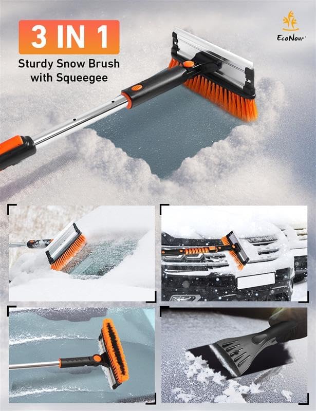 EcoNour 55" Telescopic Snow Brush and Ice Scraper for Car Windshield