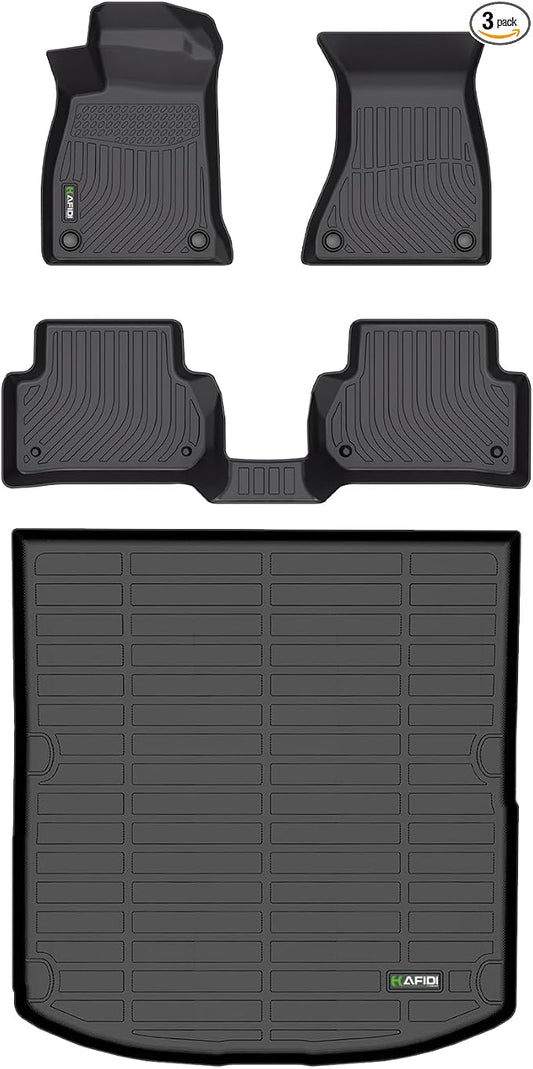 HAFIDI® Floor Mats & Cargo Liner Set Fit for Audi A4 17-25 (Sedan Not for Allroad & Quattro) All Weather TPE Anti-Slip Car Full Set Floor Liners Custom Accessories - Black