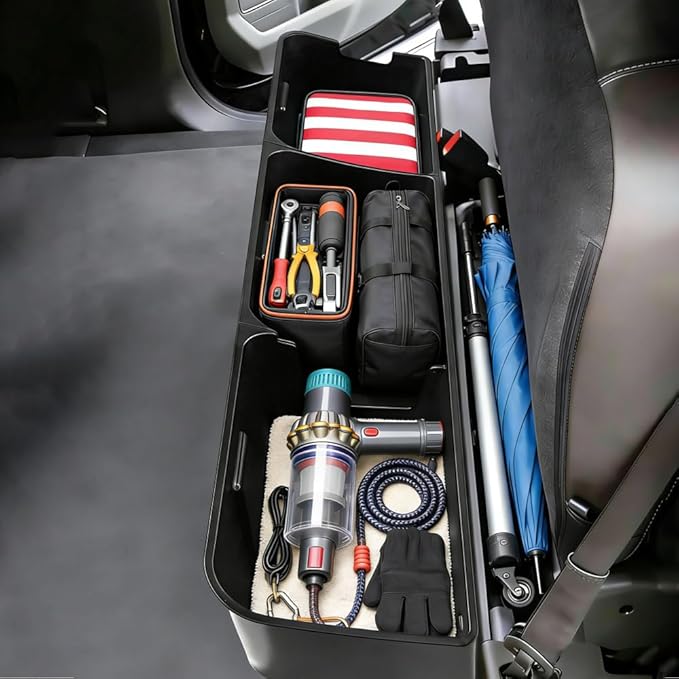 MAXDOM Under Seat Storage Fit for (2015-2026) F150 SuperCrew/Crew Cab (2017-2026) F250 F350 F450 F550 Super Duty Rear Underseat Organizer Box