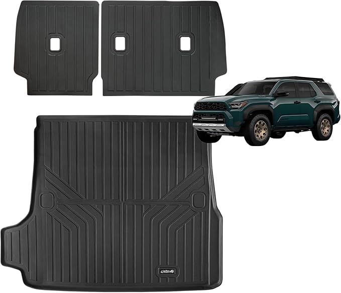 Trunk Mats for 2025 Toyota 4Runner Gas & Backrest Mats（Non Hybrid EV & i-Force MAX） 5-Seat, TPE All-Weather Set Cargo Liners Covering The Backrest，Custom Fit Non Slip-car mats Accessories