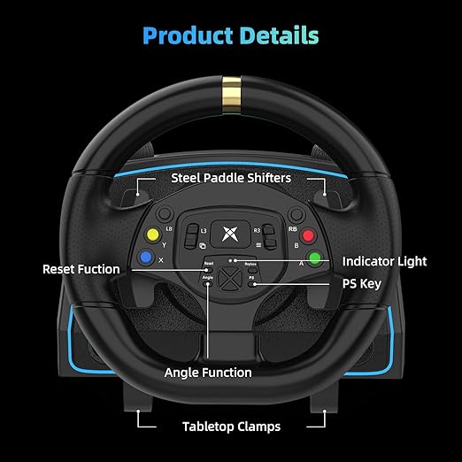 DOYO Gaming Steering Wheel with Pedals and Shifter, 1080° Racing Wheel, Vibration Feedback, Paddle Shifters, Race Steering Wheel for PC, Xbox One, PS4, Xbox Series X/S, PS3, Switch