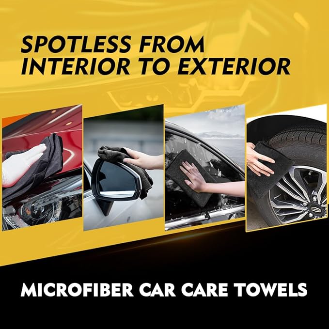 HOMEXCEL Black Microfiber Cleaning Cloth 50 Pack, 12.5 x 12.5 inch Microfiber Towels for Cars, Ultra Absorbent Car Washing Cloth, Lint Free Streak Free Cleaning Rags for Car, Kitchen, and Window