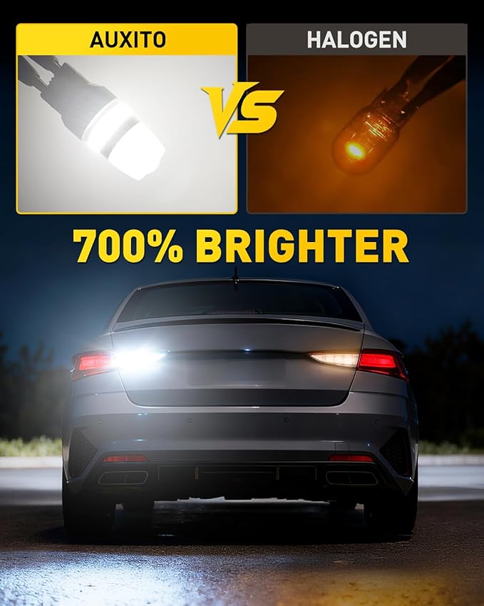 AUXITO Latest 7440 7443 LED Bulb White Reverse Lights, 700% Brighter 7441 7444 T20 992 WY21W LED Bulbs with Projector for Backup Reverse Parking Tail Brake Signal DRL Marker Light, Pack of 2