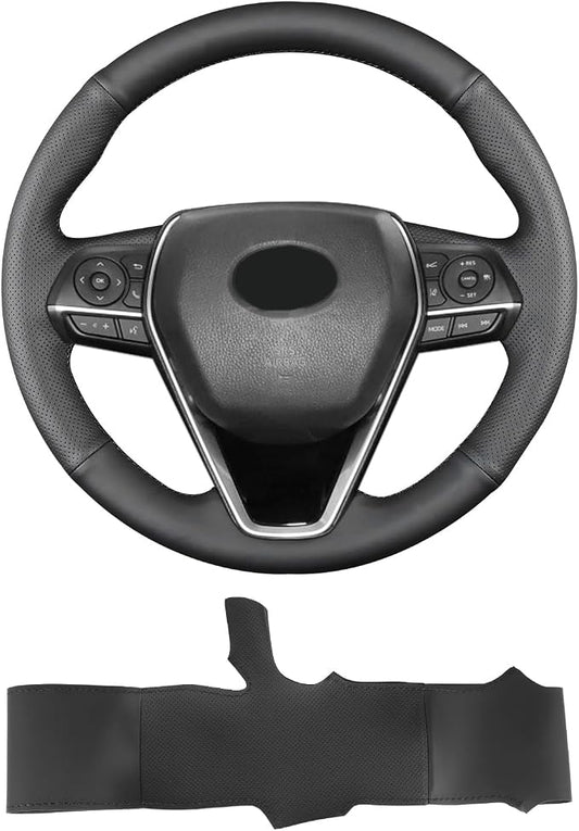 Hand Sewn Steering Wheel Cover,Fit for Toyota RAV4 SUV 2019-2024 / Avalon 2019-2022 / Camry 2018-2024 / Corolla 2020-2025,Non-Slip Breathable Microfiber Leather Steering Wheel Cover On Wrap