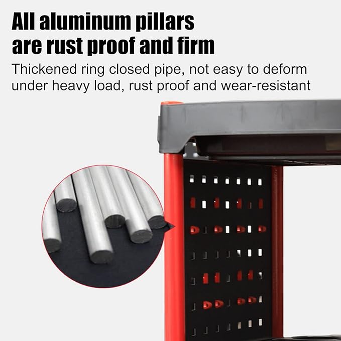 Car Detailing Cart Tool Organizer with 4 Pieces Side Hanging Plate & Hooks,for Mechanics & Detailers During Repairs Car Wash/Wax Detailing Cart-Updated