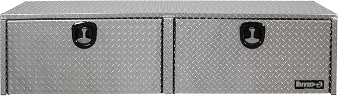 Buyers Products 1701556 Silver Aluminum Diamond Tread Topsider Truck Tool Box, 88x13x16 Inch, Made in USA, Professional Grade, Heavy Duty, Corrosion-Resistant, Dual Drop Doors, Compression Latch