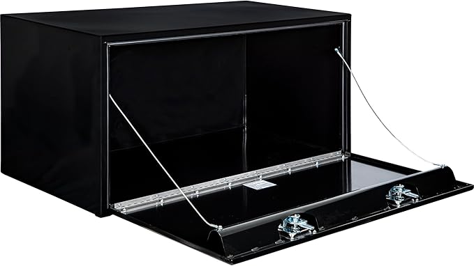 Buyers Products 1704310 Black Steel Underbody Truck Tool Box – 24 x 24 x 48 Inch - Truck Bed & Underbelly RV Storage Box, Locking T-Latch, Weather-Resistant, Heavy-Duty Flatbed Job Box, Made in USA