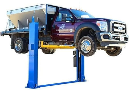 Atlas Automotive Equipment BP12000X 2-Post Commercial Grade Vehicle Lift, Baseplate, Open-top Style, 10’4” Minimum Ceiling Height, 12,000lb Capacity, 3-Stage Symmetric Arms, For Low Ceiling Garage Use