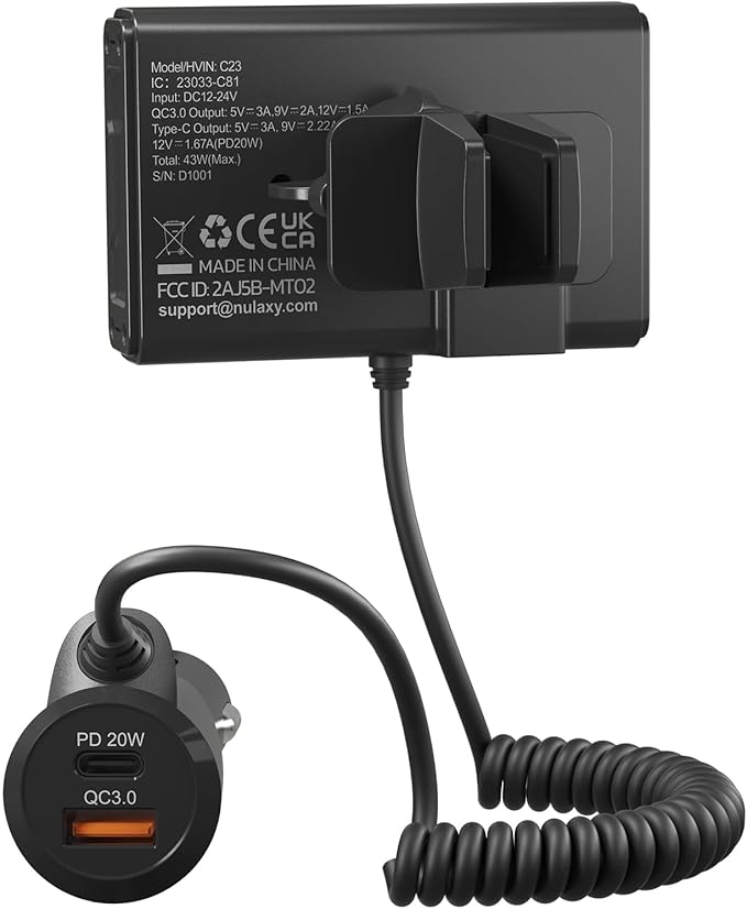 Nulaxy Bluetooth 5.3 Car Adapter with Air Vent Installation & DSP Noise Cancellation, QC3.0 & Type-C PD Car Charger Wireless FM Radio Transmitter Supports Bass & Treble Boost
