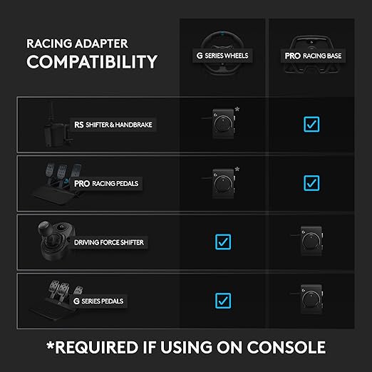 Logitech G923 Racing Wheel and Pedals + RS Shifter & Handbrake + Racing Adapter Bundle - Xbox X|S/Xbox One/PC