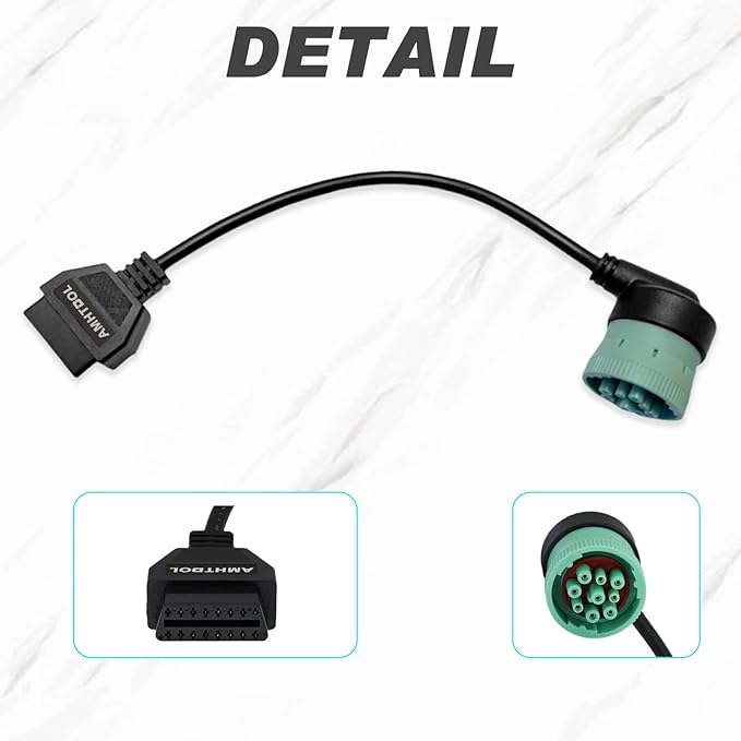 J1939 OBD2 Adapter Cable Fits Truck Diagnostic Scanner/Code Reader, 9 Pin to OBD2 16 Pin Connector, J1962-J1939 for Cummins Diesel Engine, Fit for Truck ELD and GPS Tracker