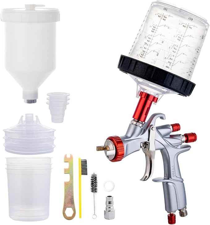 DAXINYANG YT-160 LVLP Paint Guns Automotive with 20 Ounce Disposable Paint Cups, R500 LVLP Spray Gun, Car Paint Gun Sprayer, Paint Gun for House Painting, Car, Furniture, Varnish and Top Coat