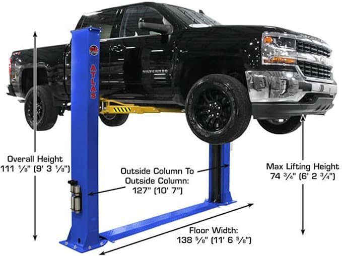 ATLAS Automotive Equipment PVL9BP Platinum 2-Post Commercial Grade Vehicle Lift, 9’6” Minimum Ceiling Height, ALI Certified, 9,000lb Capacity, Base Plate Design, Ally Power Unit, for Low Ceiling Use